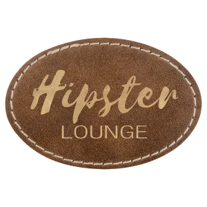 3" x 2" Oval Rustic/Gold Engraved Faux Leather Patch with Adhesive