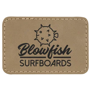 3" x 2" Rectangle Light Brown Engraved Faux Leather Patch with Adhesive