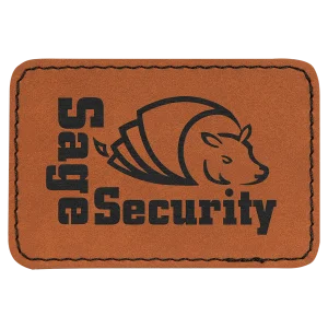 3" x 2" Rectangle Rawhide Engraved Faux Leather Patch with Adhesive