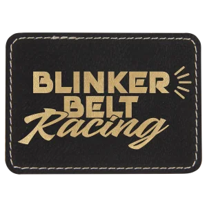 3 1/2" x 2 1/2" Rectangle Black/Gold Engraved Faux Leather Patch with Adhesive