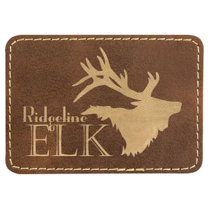 3 1/2" x 2 1/2" Rectangle Rustic/Gold Engraved Faux Leather Patch with Adhesive