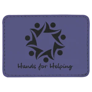 3 1/2" x 2 1/2" Rectangle Purple Engraved Faux Leather Patch with Adhesive