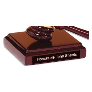 4 1/2" x 4 1/2" Rosewood Piano Finish Sounding Block with Black Plate for Personalization (Gavel Sold Separately)