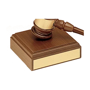 4 1/2" x 4 1/2" Walnut Gavel Sounding Block with Gold Plate for Personalization (Gavel Sold Separately)