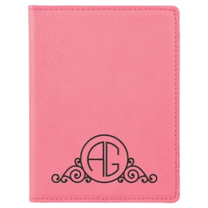 4 1/4" x 5 1/2" Pink Engraved Faux Leather Passport Holder