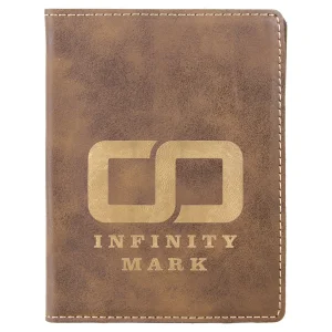4 1/4" x 5 1/2" Rustic/Gold Engraved Faux Leather Passport Holder