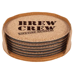 4" Round Cork 6-Coaster Set