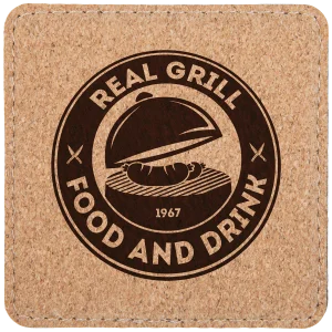 4" x 4" Square Cork Coaster with Stitching