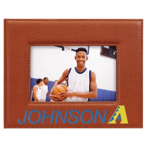4" x 6" Basketball Engraved Faux Leather Photo Frame
