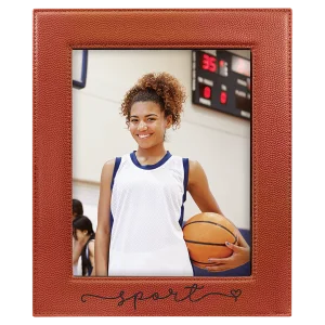 8" x 10" Basketball Engraved Faux Leather Photo Frame