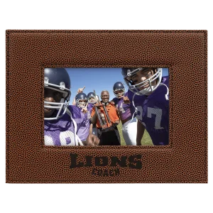 4" x 6" Football Engraved Faux Leather Photo Frame