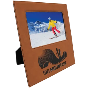 5" x 7" Rawhide Leatherette Photo Frame with 4 1/4" x 8 7/8" Personalization Area