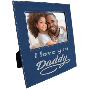 5" x 7" Blue/Silver Leatherette Photo Frame with 4 1/2" x 9 Personalization Area
