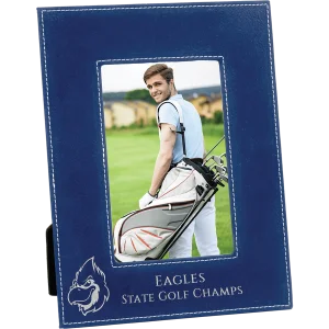 4" x 6" Blue/Silver Engraved Faux Leather Photo Frame