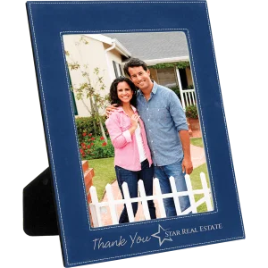 8" x 10" Blue/Silver Engraved Faux Leather Photo Frame