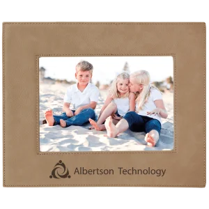 5" x 7" Light Brown Engraved Faux Leather Photo Frame