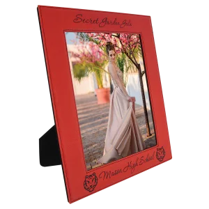 8" x 10" Red Engraved Faux Leather Photo Frame