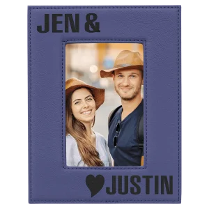 4" x 6" Purple Engraved Faux Leather Photo Frame