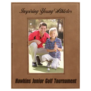 4" x 6" Dark Brown Engraved Faux Leather Photo Frame