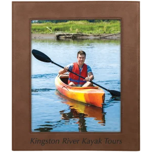 8" x 10" Dark Brown Engraved Faux Leather Photo Frame