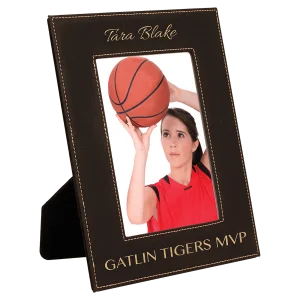 5" x 7" Black/Gold Engraved Faux Leather Photo Frame