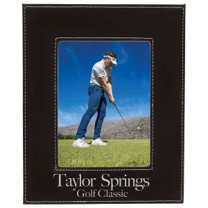 5" x 7" Black/Silver Engraved Faux Leather Photo Frame