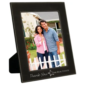 8" x 10" Black/Silver Engraved Faux Leather Photo Frame