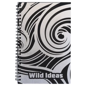 5 1/2" x 8 1/2" Black Lazerburst Spiral Notebook-Lasers to Silver