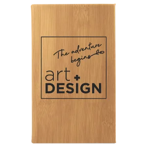 5 1/4" x 8 1/4" Bamboo Engraved Faux Leather Sketch Book with Unlined Notepad