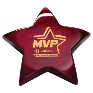 5 3/8" x 5 3/8" Rosewood Piano Finish Star Paperweight with Felt Bottom