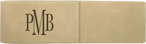 6 1/2" x 2" Light Brown Engraved Faux Leather Double Pen Case