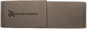 6 1/2" x 2" Gray Engraved Faux Leather Double Pen Case