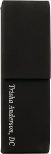 6 1/2" x 2" Black/Silver Engraved Faux Leather Double Pen Case