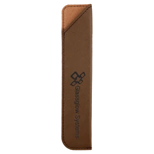 6 1/4" Dark Brown Engraved Faux Leather Pen Sleeve