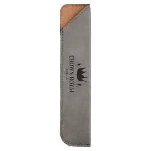 6 1/4" Gray Engraved Faux Leather Pen Sleeve