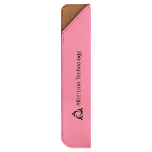 6 1/4" Pink Engraved Faux Leather Pen Sleeve