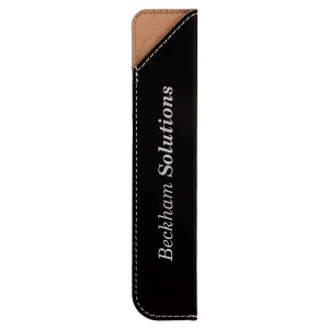6 1/4" Black/Silver Engraved Faux Leather Pen Sleeve