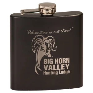 6 oz. Matte Black Custom Engraved Stainless Steel Flask