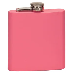 6 oz. Matte Pink Custom Engraved Stainless Steel Flask