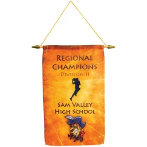 9 1/2" x 15 3/4" Custom Printed Banner with Hanging Cord