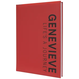7" x 9 3/4" Red Engraved Faux Leather Journal with Lined Notepad