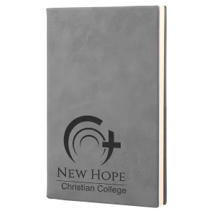 5 1/4" x 8 1/4" Gray Engraved Faux Leather Journal with Lined Notepad