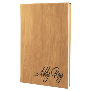 5 1/4" x 8 1/4" Bamboo Engraved Faux Leather Journal with Lined Notepad