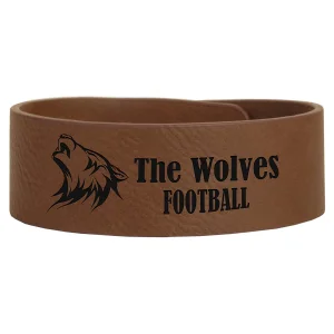 9 1/2" x 1" Dark Brown Engraved Faux Leather Cuff Bracelet