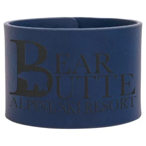9 1/2" x 2" Blue/Black Engraved Faux Leather Cuff Bracelet