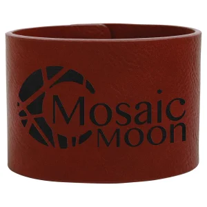9 1/2" x 2" Rose Engraved Faux Leather Cuff Bracelet