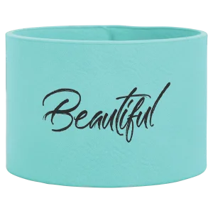 9 1/2" x 2" Teal Engraved Faux Leather Cuff Bracelet