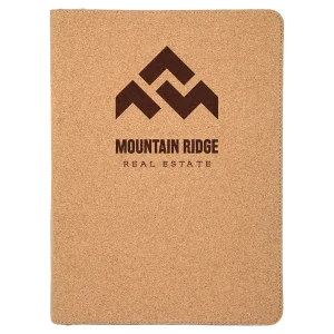 9 1/2" x 12" Cork with Zipper Portfolio with Notepad