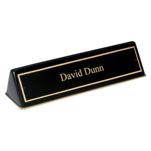 9 1/2" x 2 1/2" x 2" Black Piano Finish Desk Wedge with Black Plate