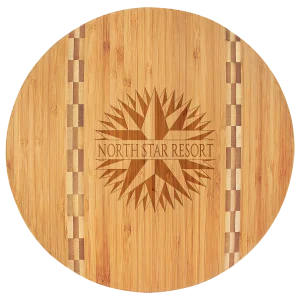 11 3/4" Round Bamboo Cutting Board with Butcher Block Inlay